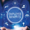 image with the words employee benefits in the middle with icons surrounding it